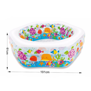 استخر بادی کودک اینتکس intex کف بادی 6 ضلعی طرح آکواریوم مدل 56493-اسباب بازی